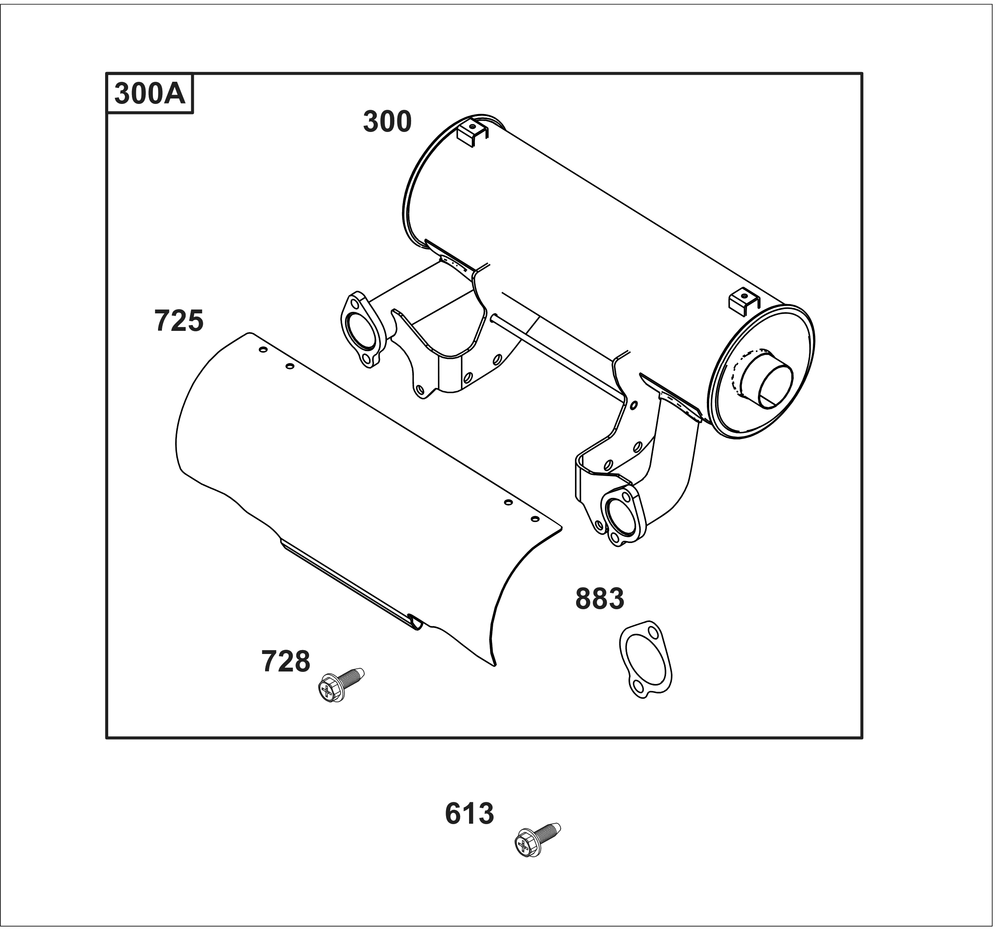 Exhaust Group Diagram and Parts List for 613477-0275-J1 400000 - 699999 Briggs and Stratton Engine